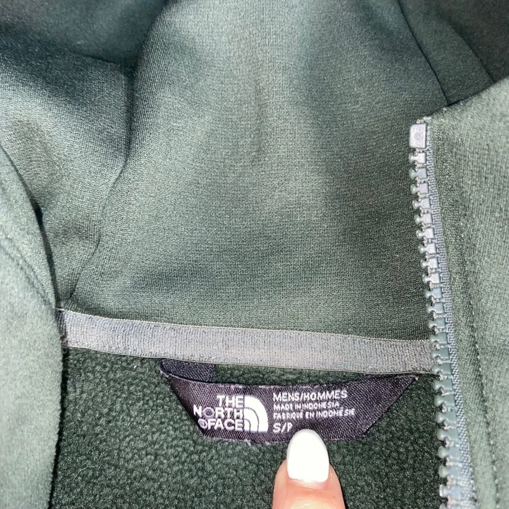 The North Face Full Zip Hoodie Mens Small Green Fleece Lined Athletic Jacket EUC